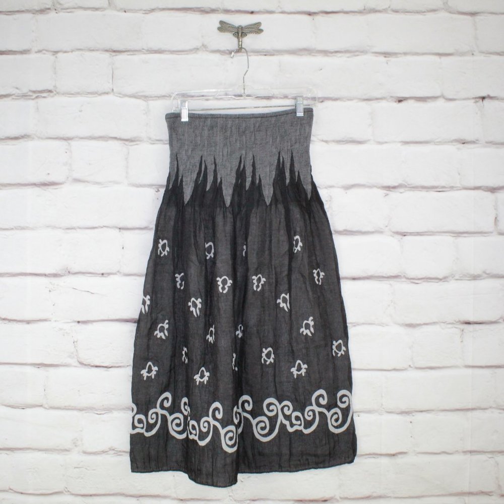 Lapis Black Printed Tube Top Strapless Stretch Summer Dress Cover Up Size OS - Picture 7 of 8